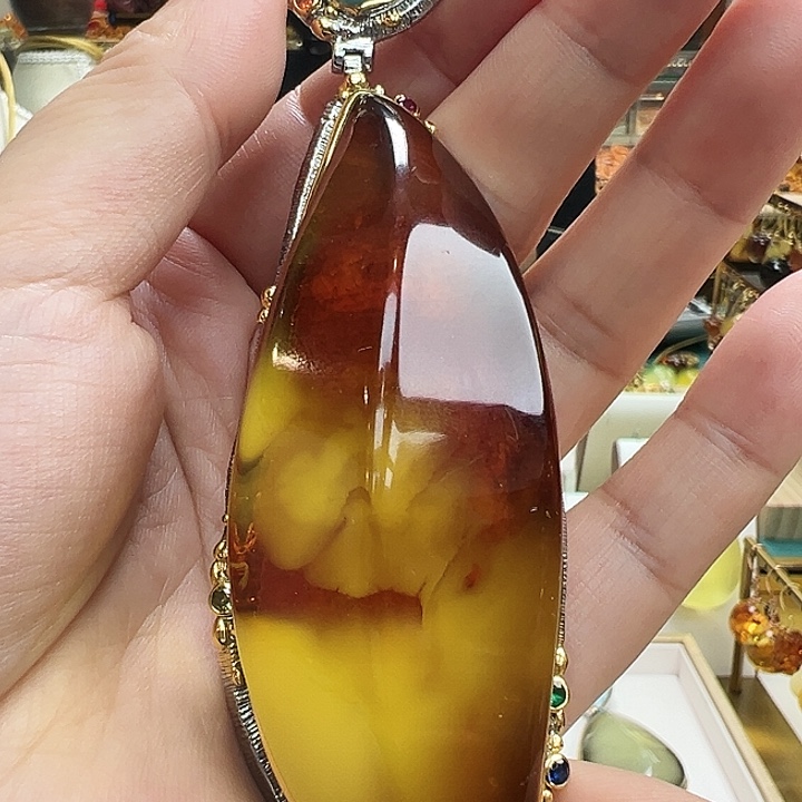 琥珀银S925镶嵌珠宝奇石