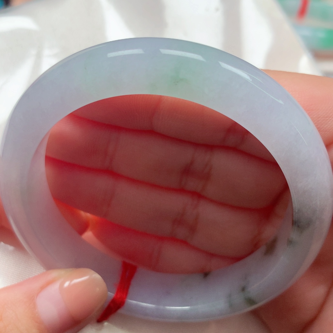 翡翠未镶嵌手镯33冰紫飘花