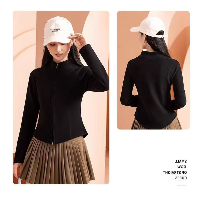 2025福利石墨烯短外套打底保暖休闲立领瑜伽衣秋冬开衫INS风长袖