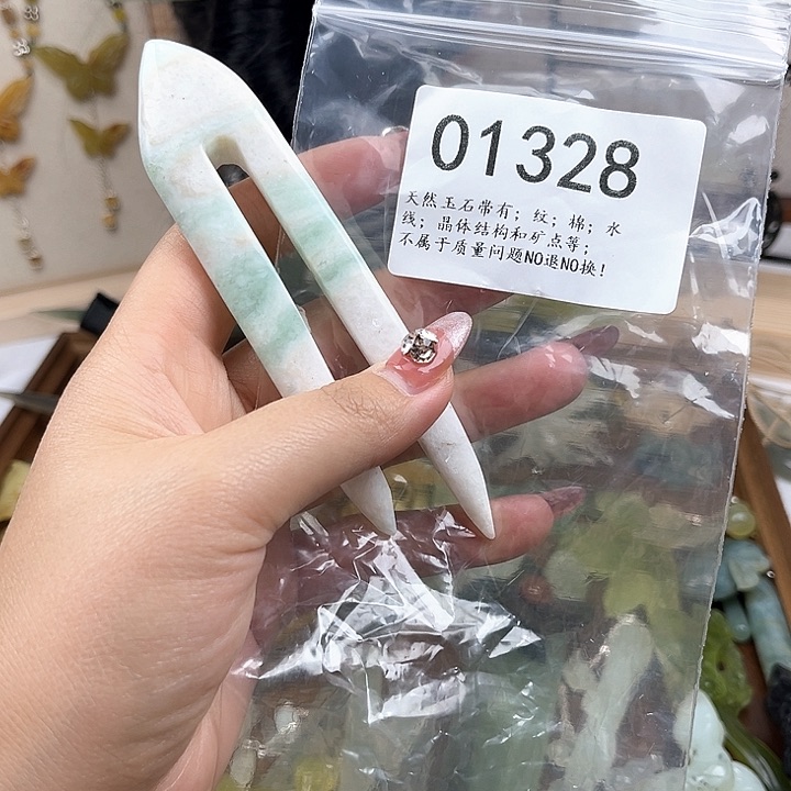 蛇纹石玉发簪合金