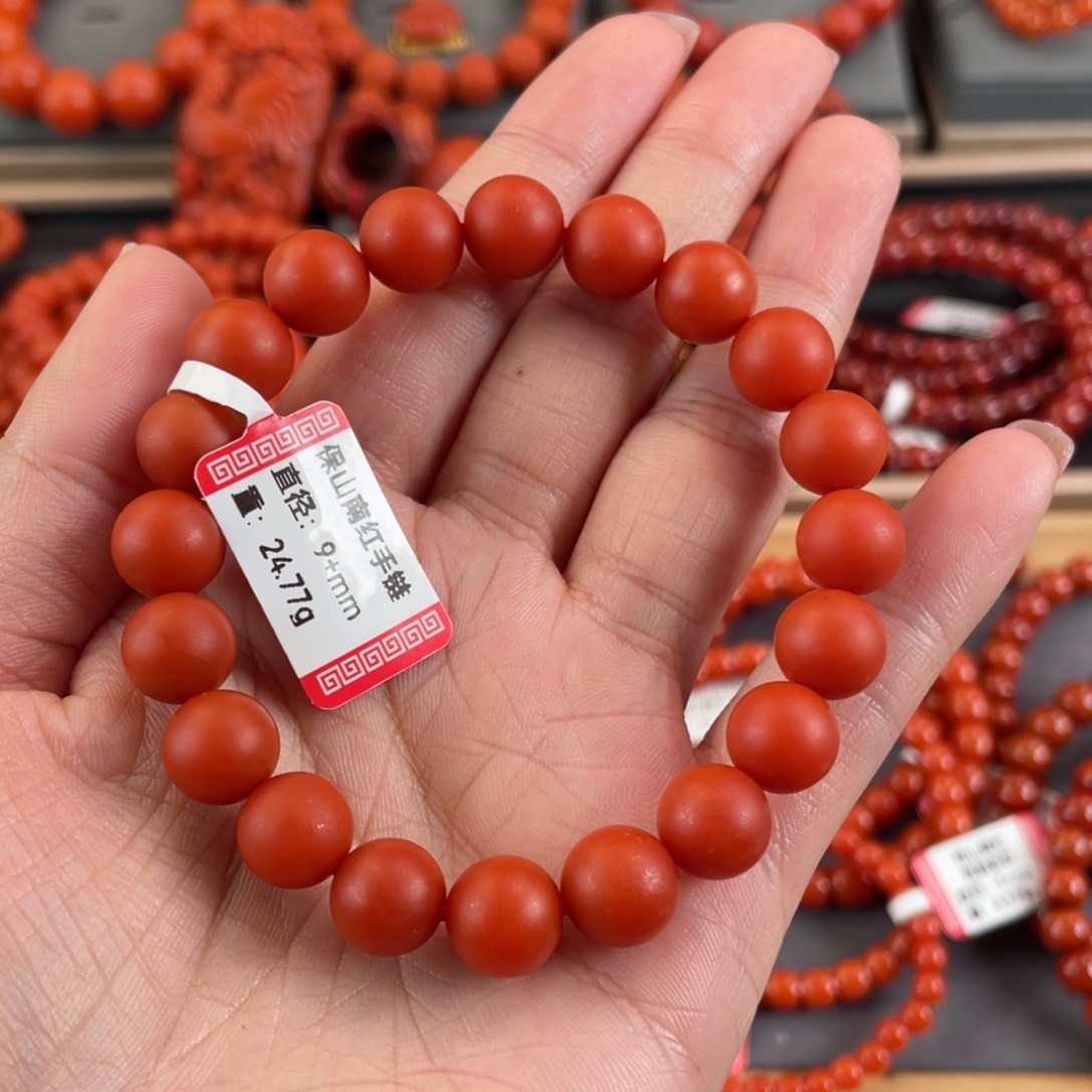 胖***妞南红玛瑙未镶嵌手串9➕