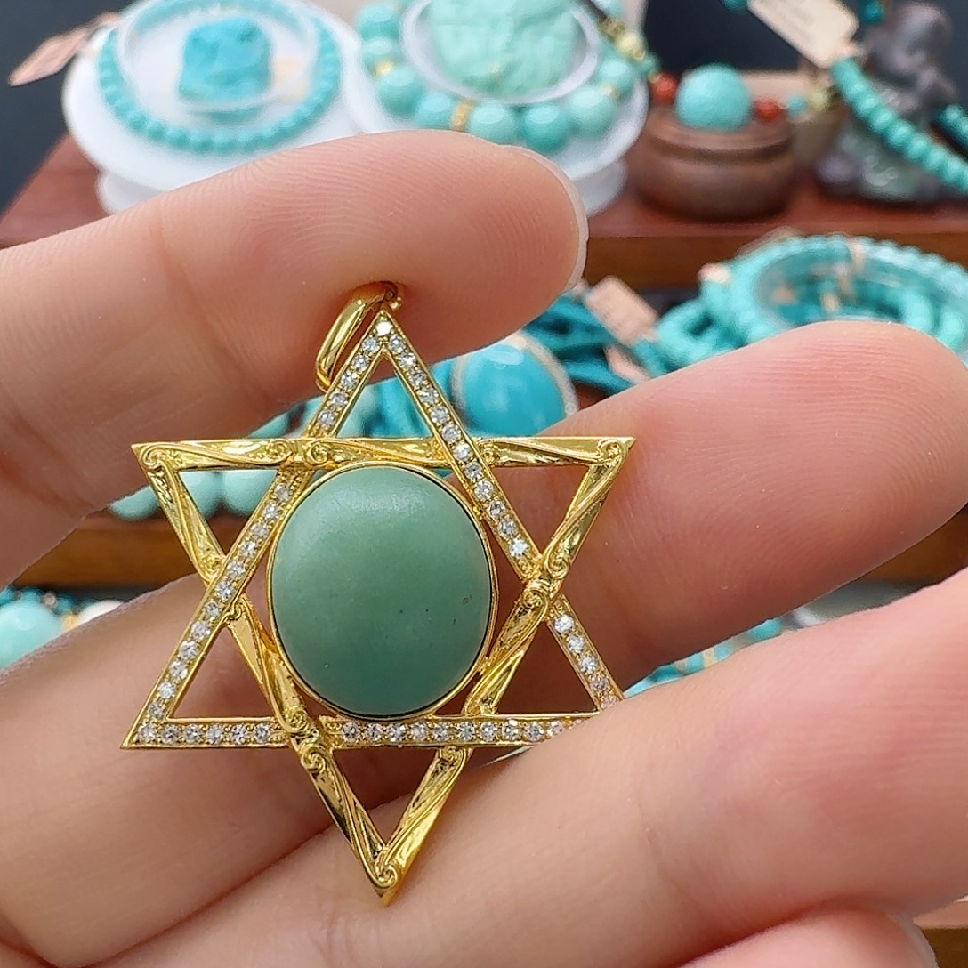 绿松石18K金镶嵌珠宝半成品