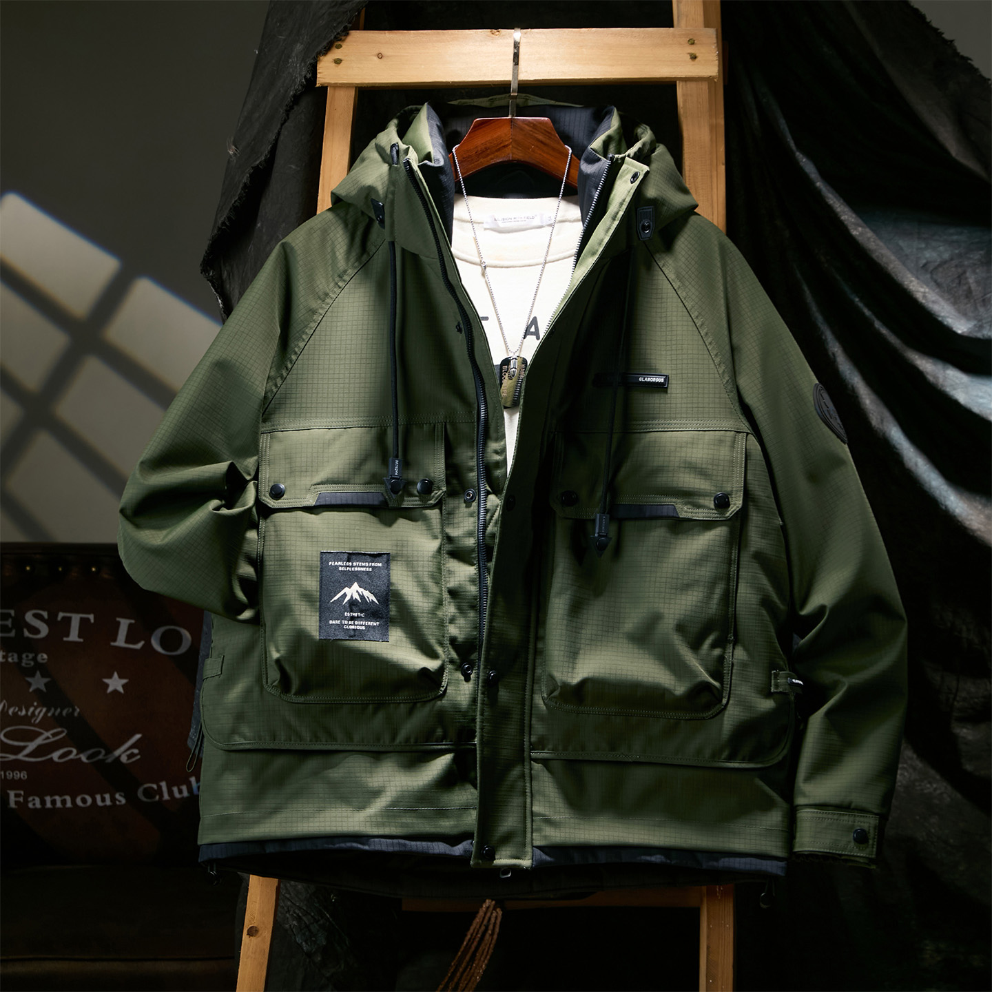 【90白鸭绒】免烫羽绒连帽刺绣潮流百搭秋冬帅气宽松YRH256068