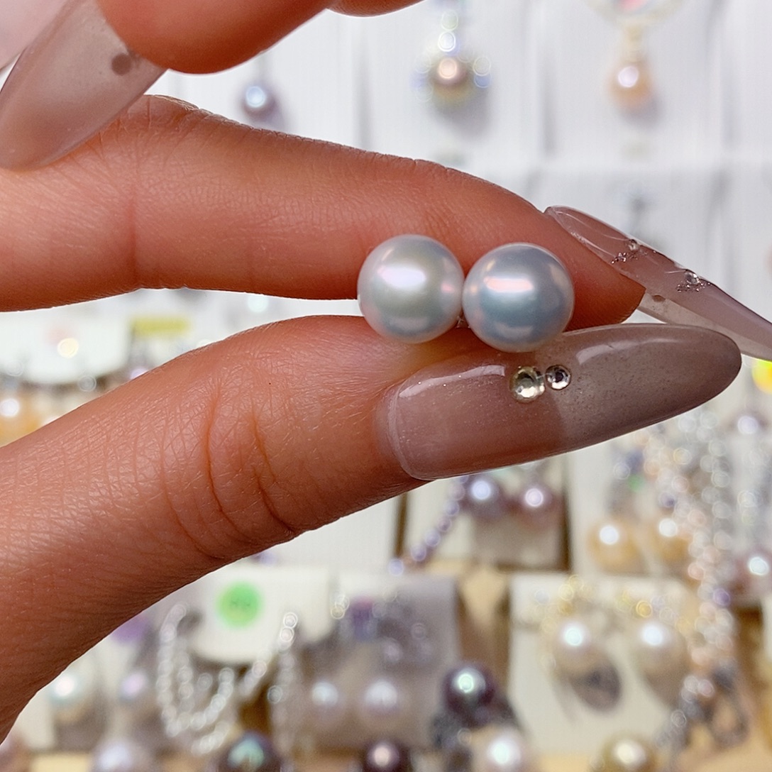 银S925镶嵌淡水珍珠耳饰