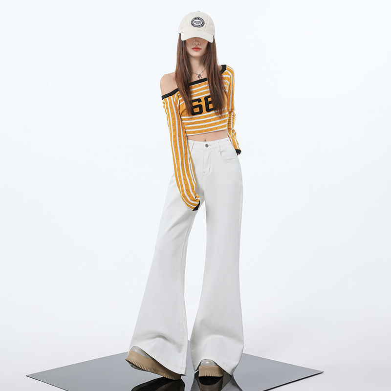 白色牛仔裤女款2025早春新款垂坠松弛感宽松显瘦垂感直筒裤高个子