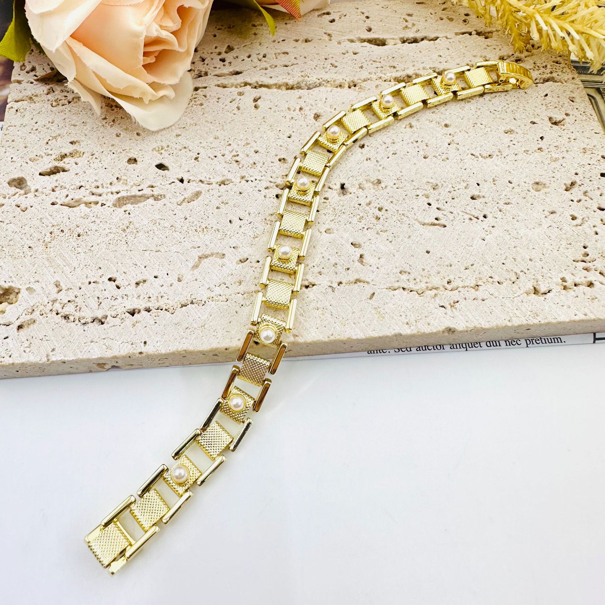 铜合金仿珍珠手链 小众设计b0955手链