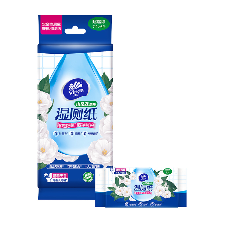 维达山茶花湿厕纸便携装（7片6包）
