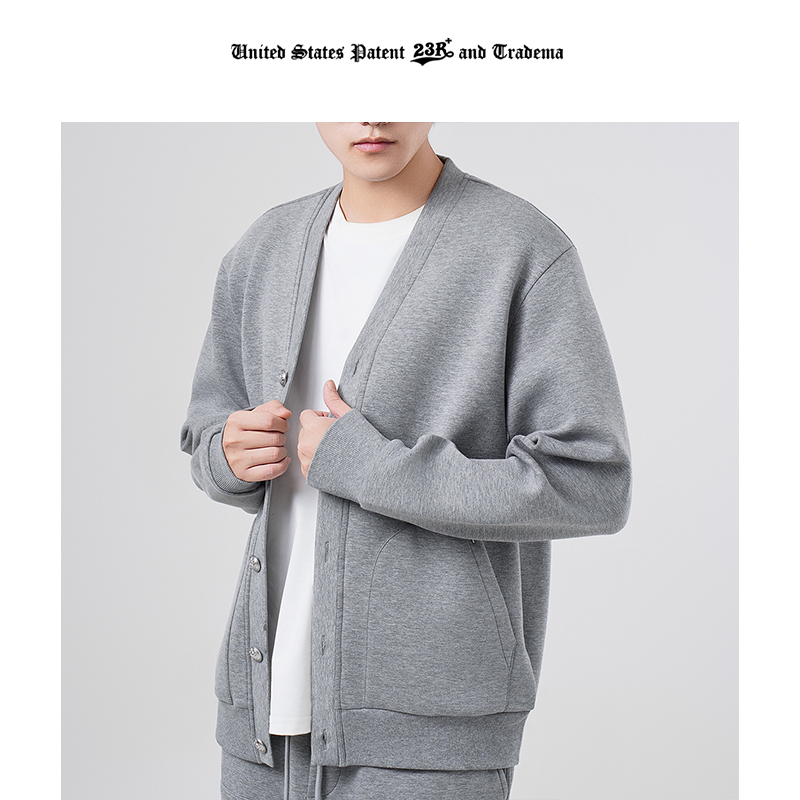 23R+TB空气层保暖绒合体开衫外套  RM6602  灰色纯色秋冬百搭