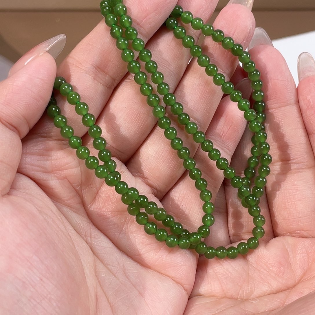 和田玉（碧玉）手链未镶嵌俄 老料 4.1