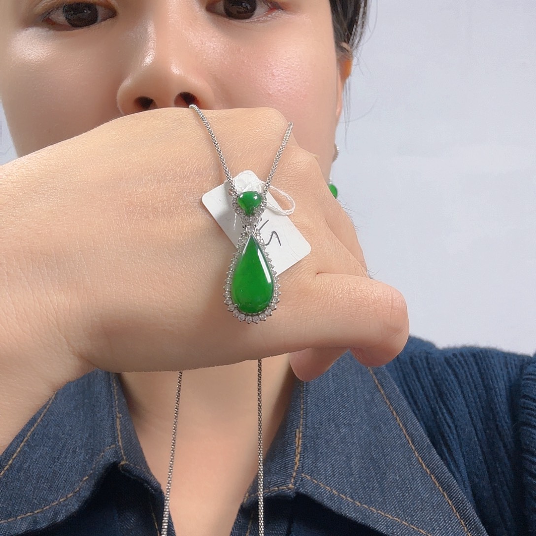 翡翠银S925镶嵌吊坠(不含链)