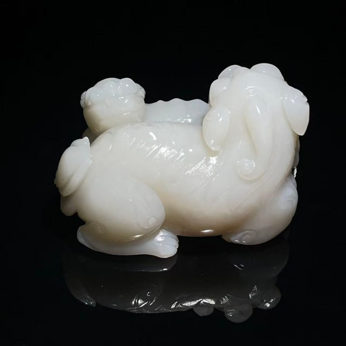 《清代》和田玉子母兽 山东国营文物商店25121701758-11605