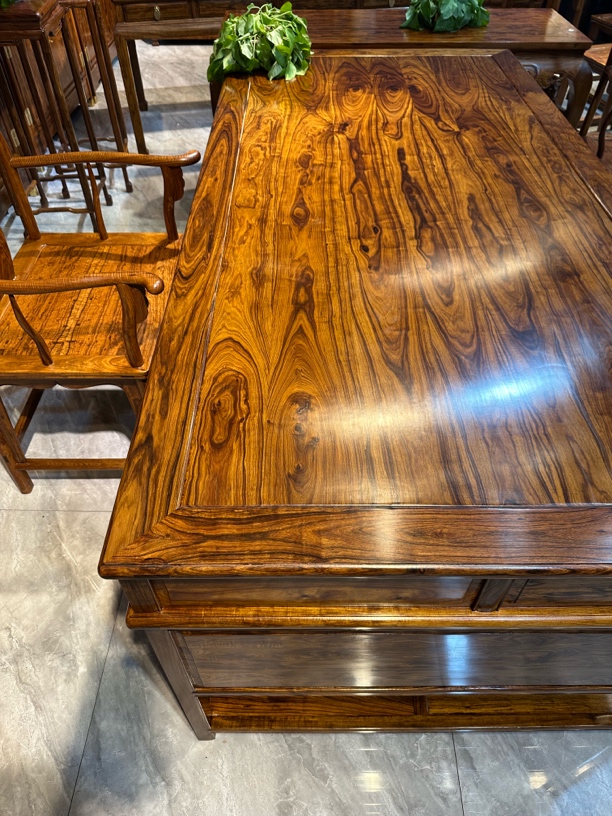 59螺穗木艺一物一拍办公桌