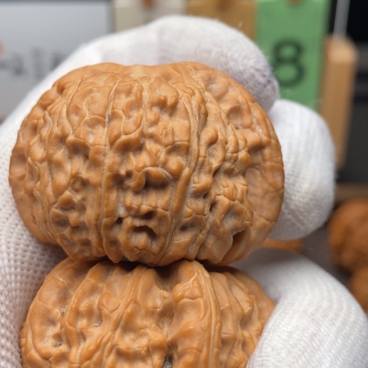 茶***问把件文玩核桃白狮子45