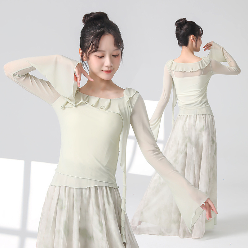 24063古典舞纱衣演出服飘逸形体中国舞练功服成人舞蹈上衣女款