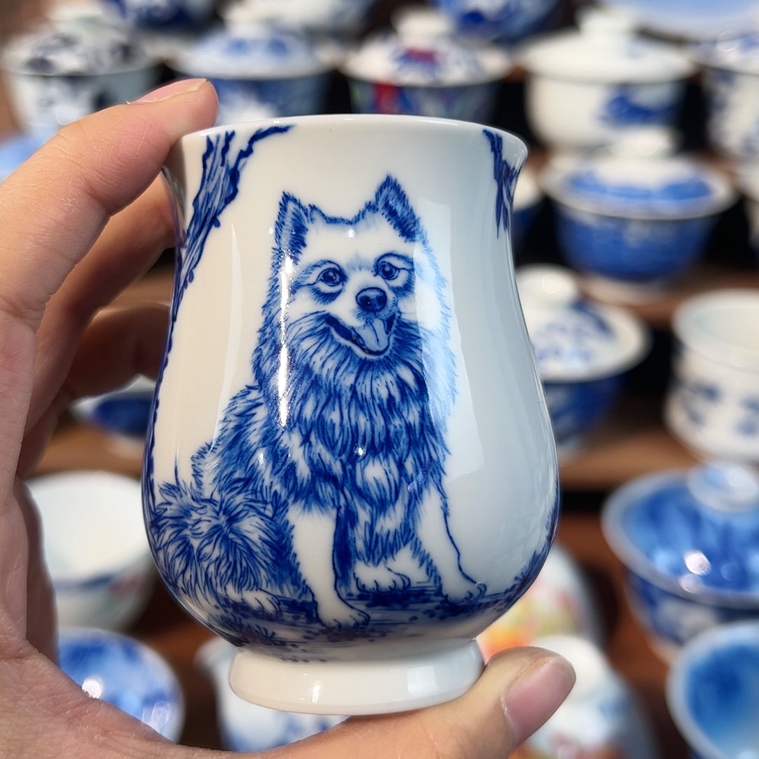 泥藝瓷梦狗狗玉兰杯