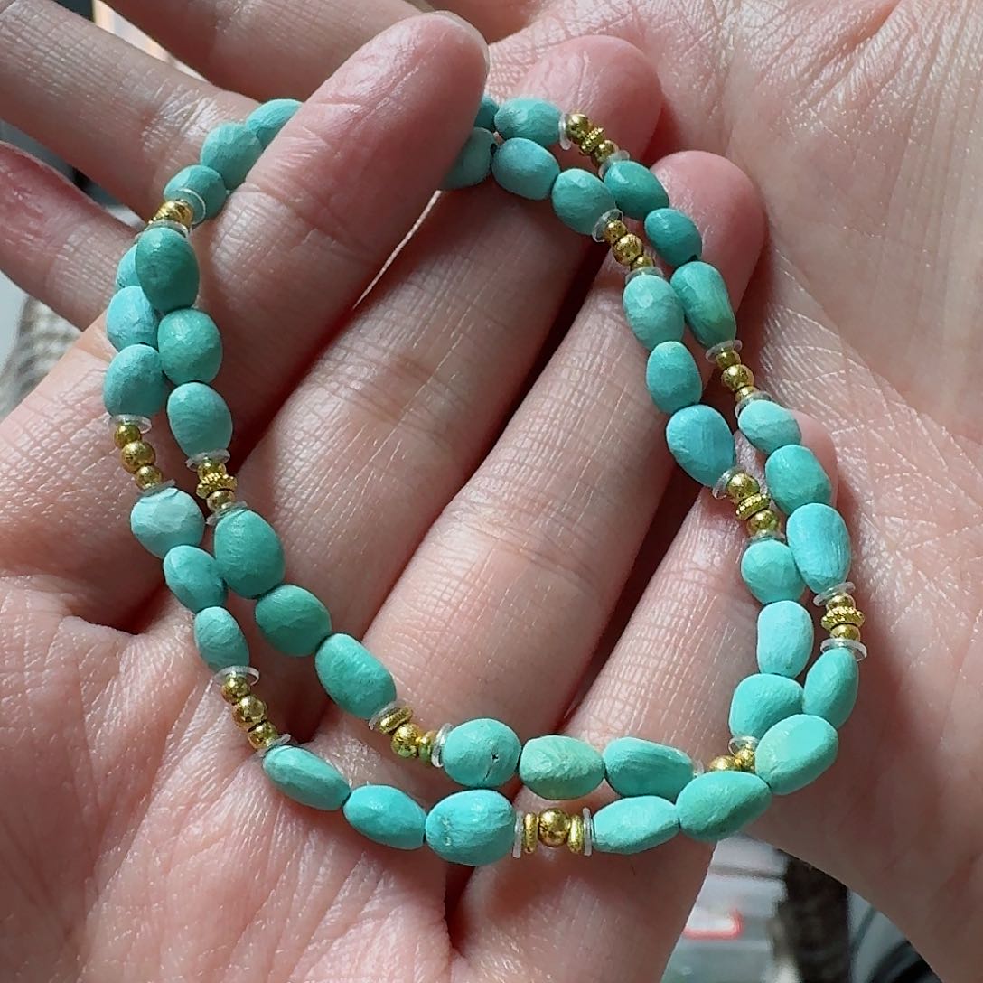 绿松石珠宝奇石18K金镶嵌