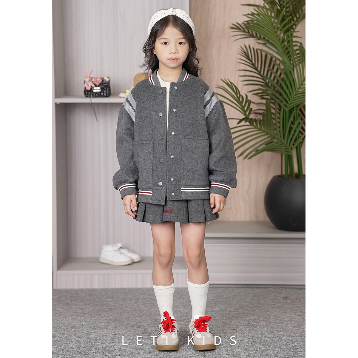 女童套装秋冬新款洋气时尚外套学院风百褶裙中大童两件套LTC6096