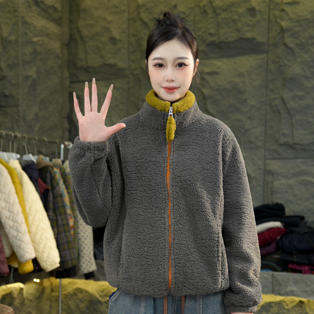 N04 加厚冬季新款外套简约大气宽松休闲百搭撞色外套