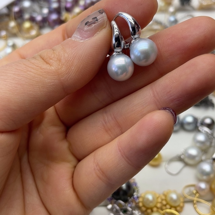 海水珍珠耳饰银S925镶嵌