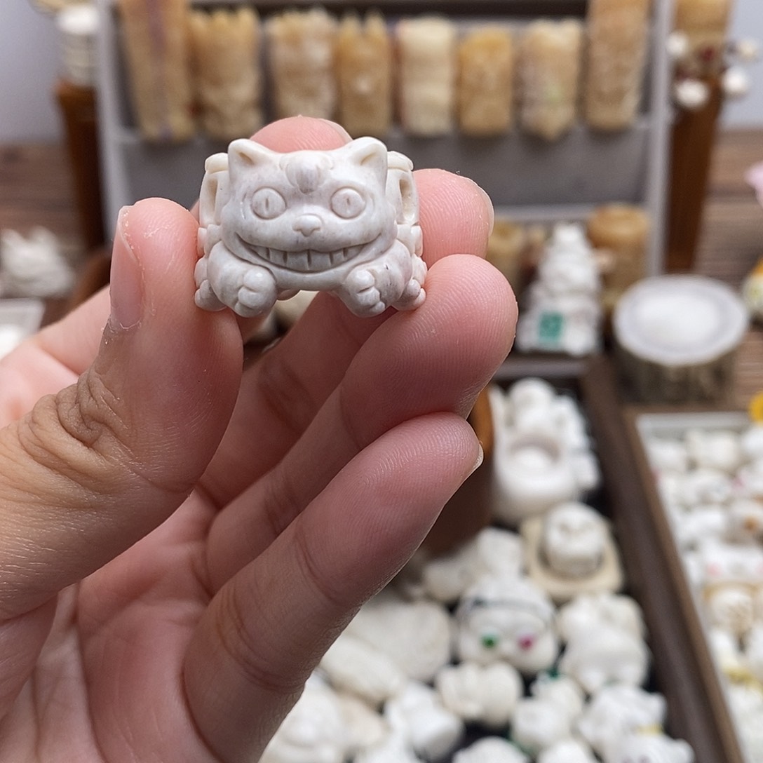 鹿骨把件c34鹿角龙猫跑环
