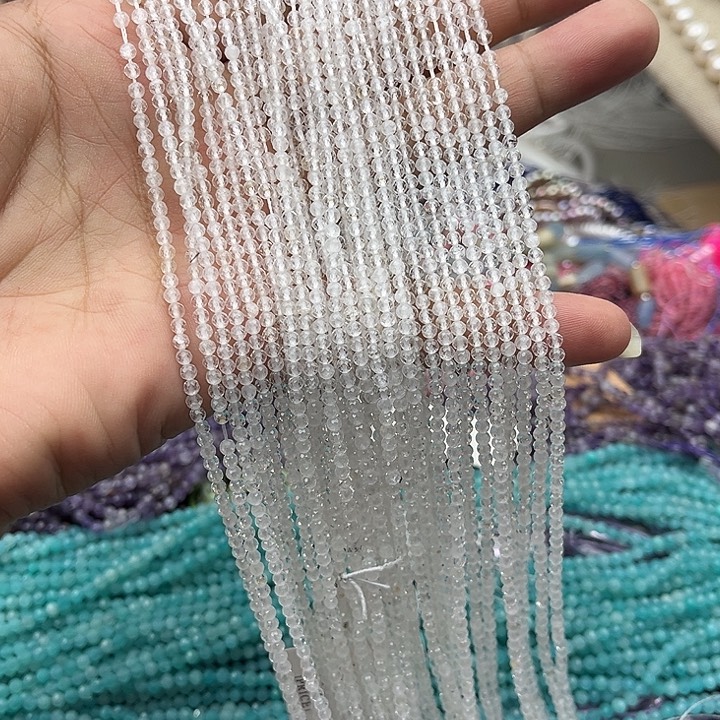 玛瑙/玉髓未镶嵌珠宝半成品一条2.5mm左右白水晶刻面