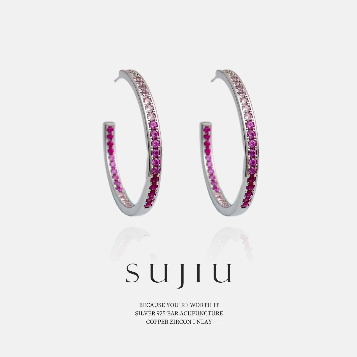 铜合金耳饰 SUJIU 925银针【走马观花】简约气质耳钉耳环耳坠7132