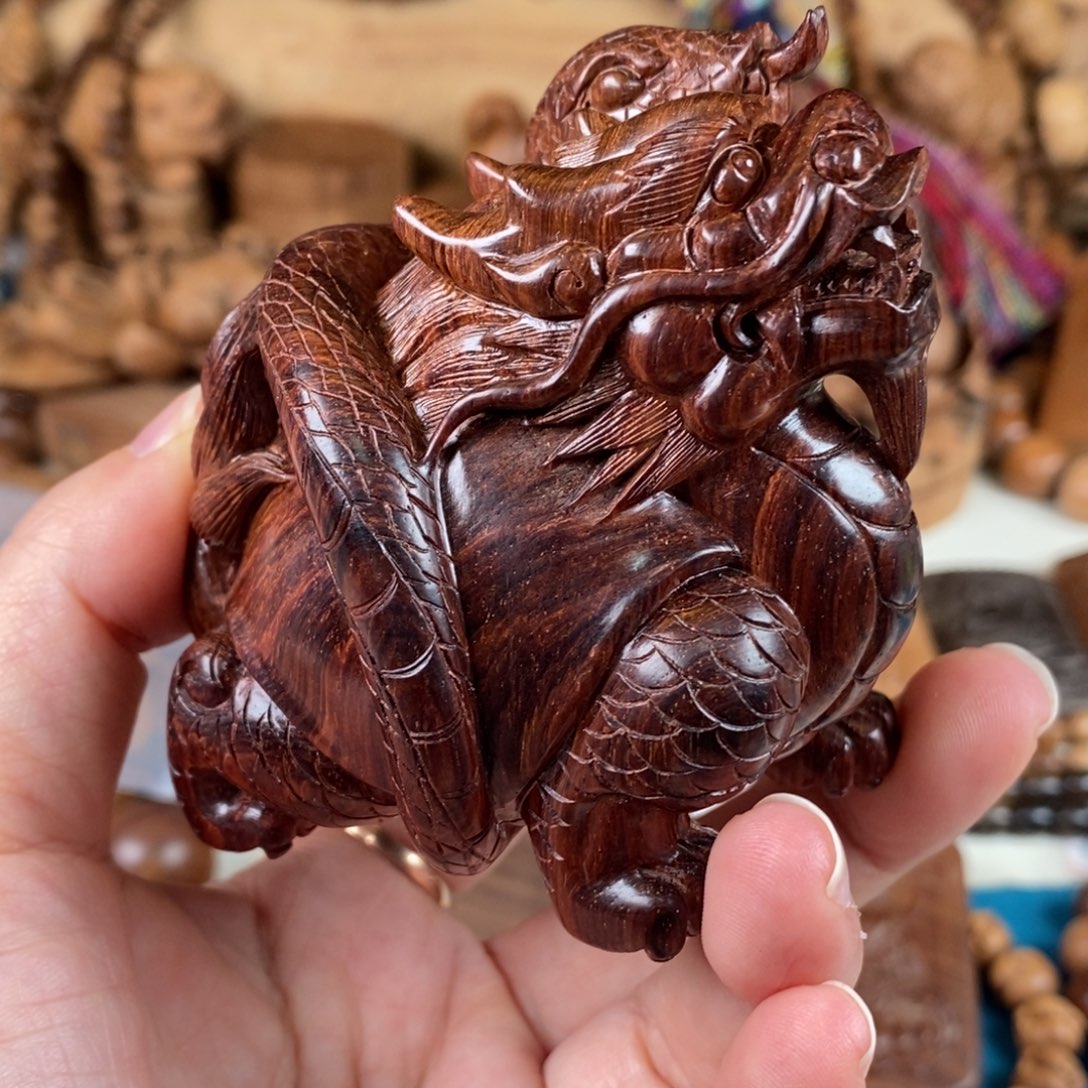 牧***马黄花梨/降香黄檀把件海南黄花梨玄武湘工手工手把件