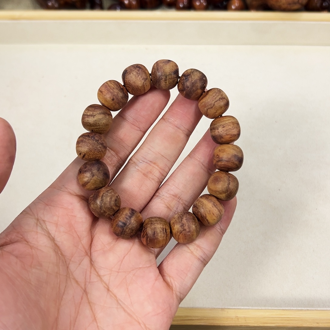 黄花梨/降香黄檀手串/手链14mm桶珠粗抛15
