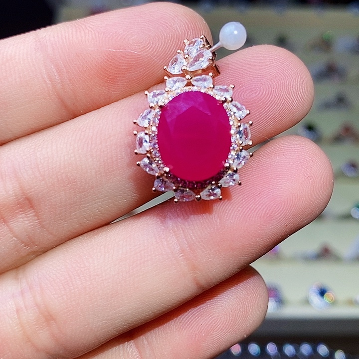 红宝石颈饰银S925镶嵌九*1111