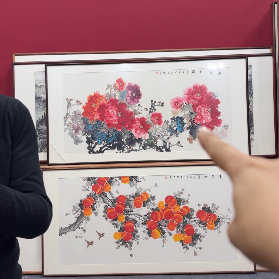国画手绘作品带框160成80