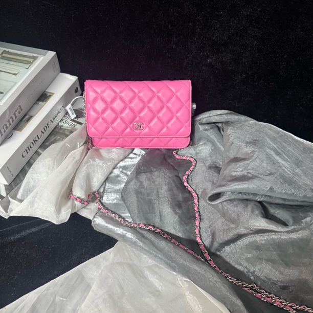 95新 Chanel/香奈儿 香奈儿玫红色发财woc斜挎包