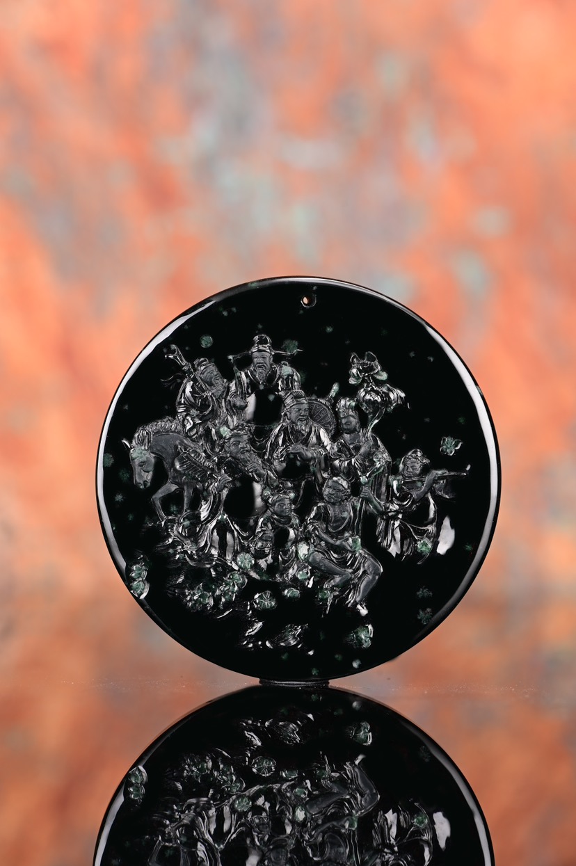 墨翠八仙吊坠 雪花棉意境特色作品