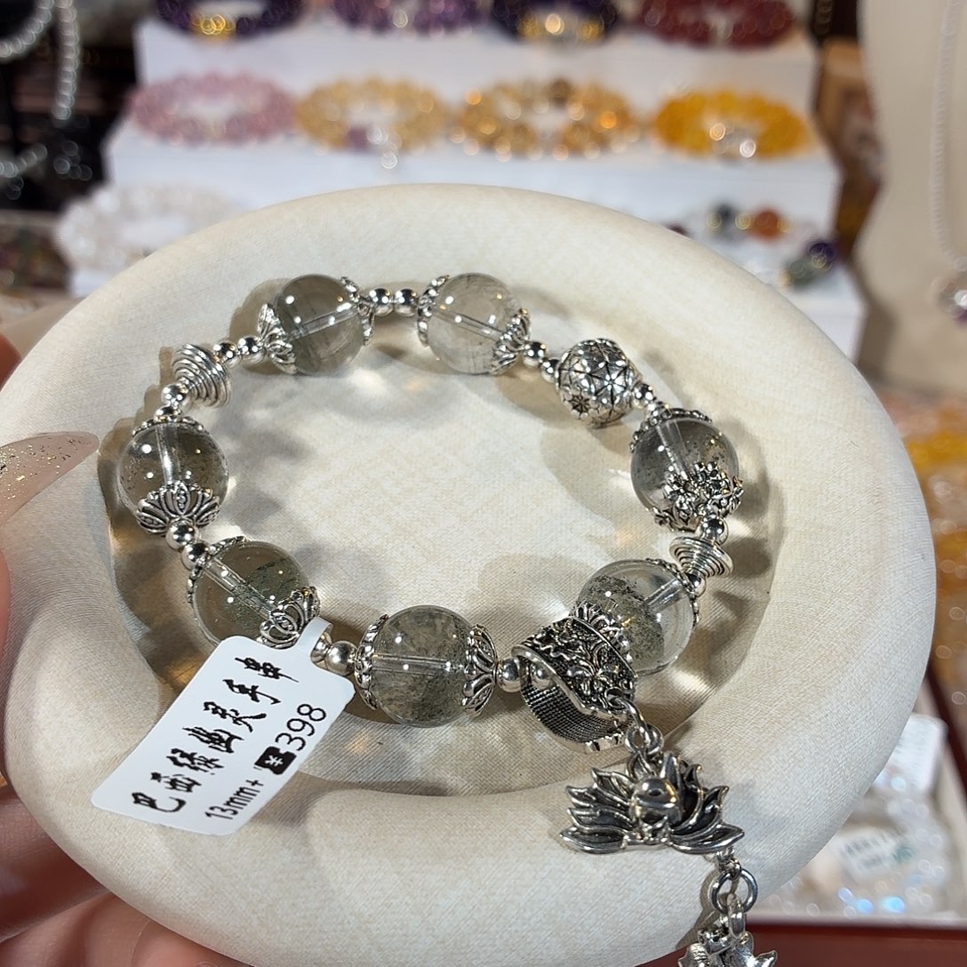 手串水晶未镶嵌千层绿幽灵设计款13+