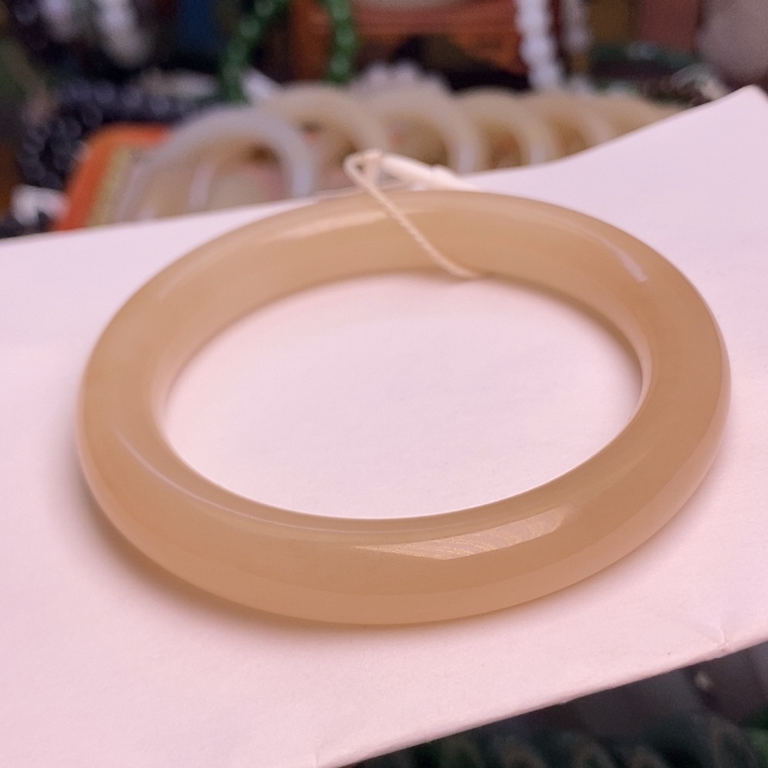 和田玉未镶嵌颈饰老矿料浓藕红粉59:8手镯圆条