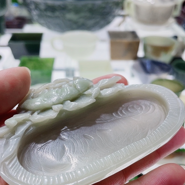 和田玉（翠青玉）挂件未镶嵌