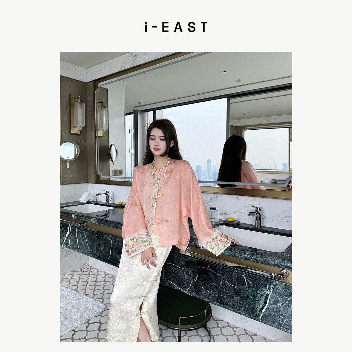 i-EAST 四月芳菲~新中式纱纱刺绣开衫外套-4C GF337
