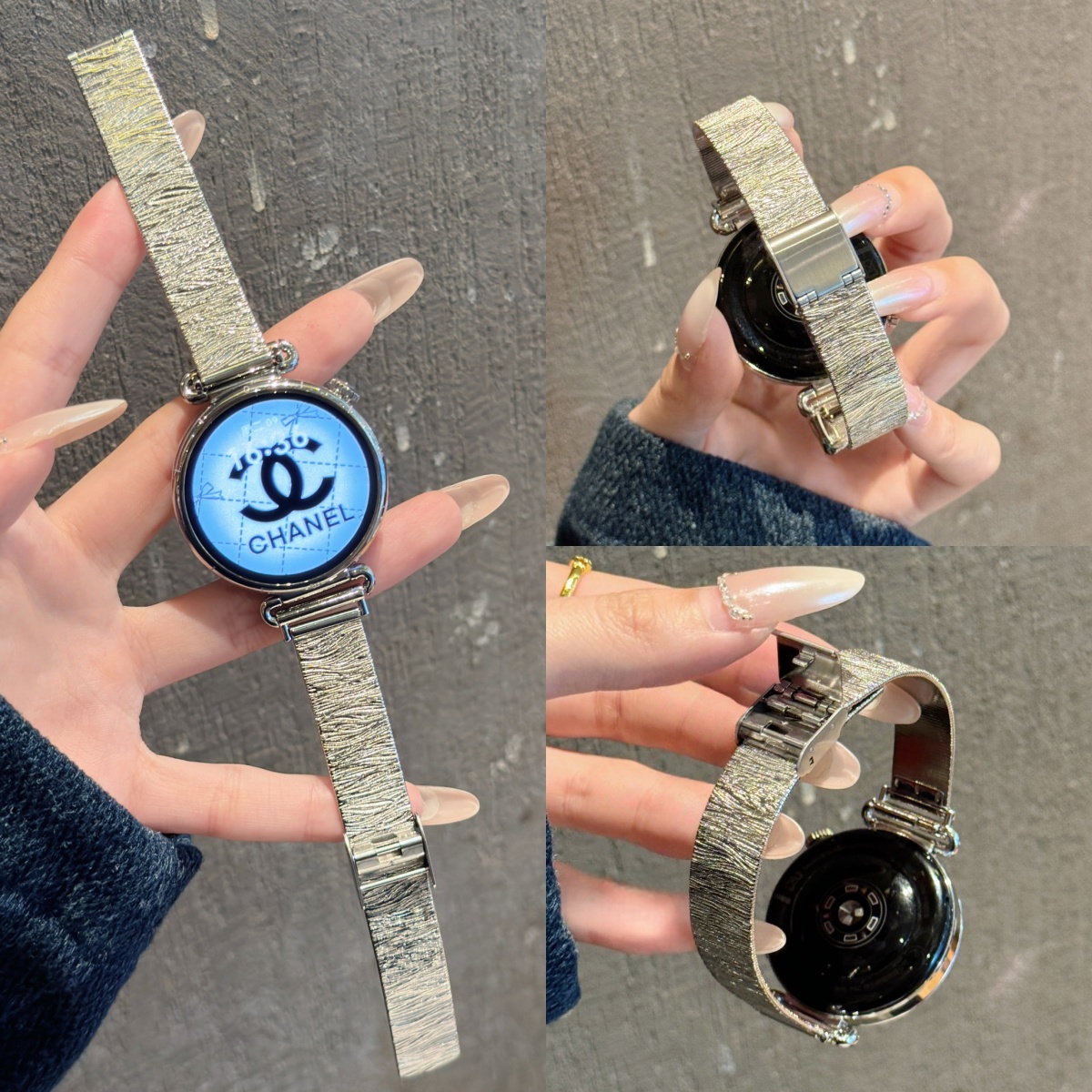 适用于华为手gt6表带watchgt5不锈钢波浪纹金属拉丝腕带gt4手表带