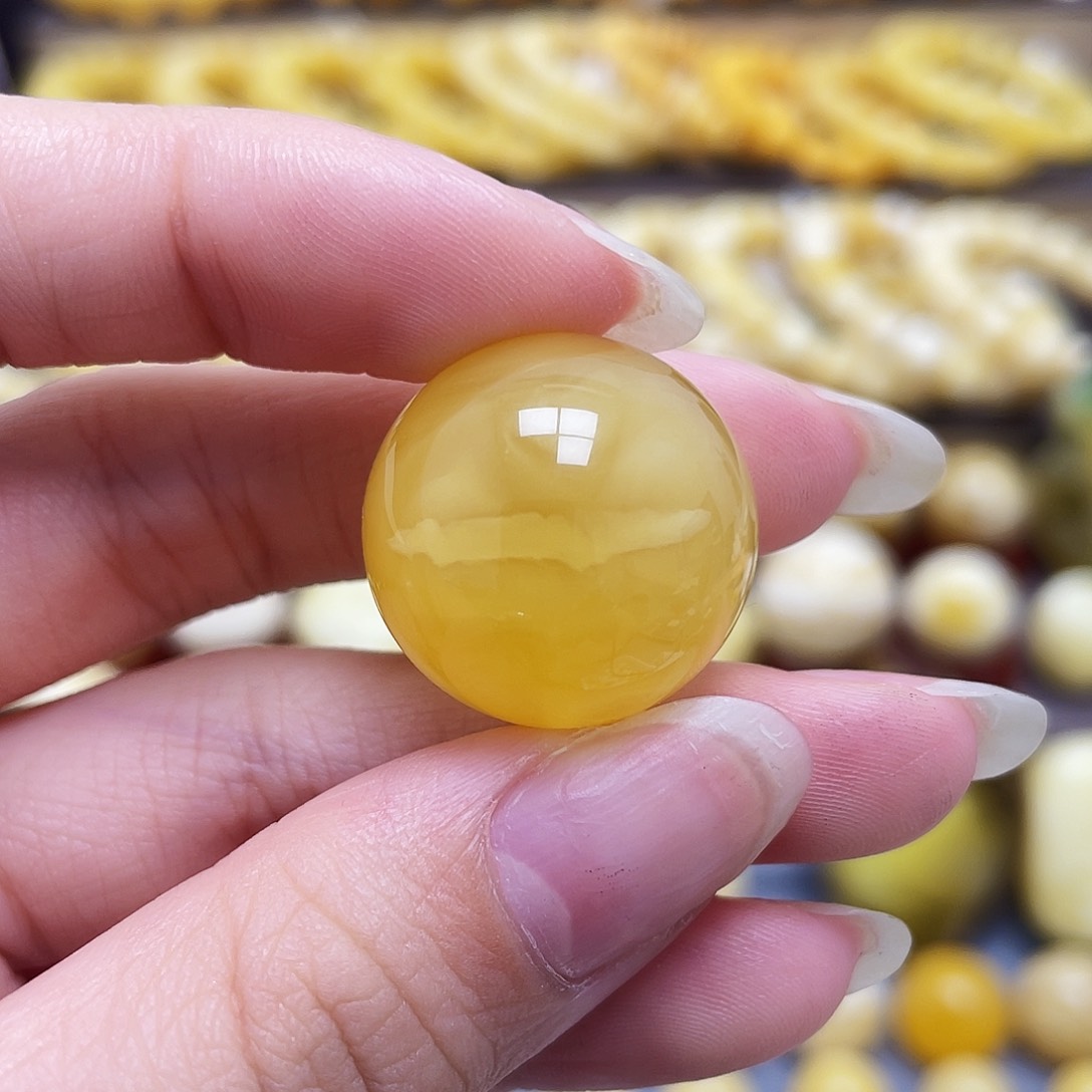 未镶嵌琥珀裸石21.4mm圆珠
