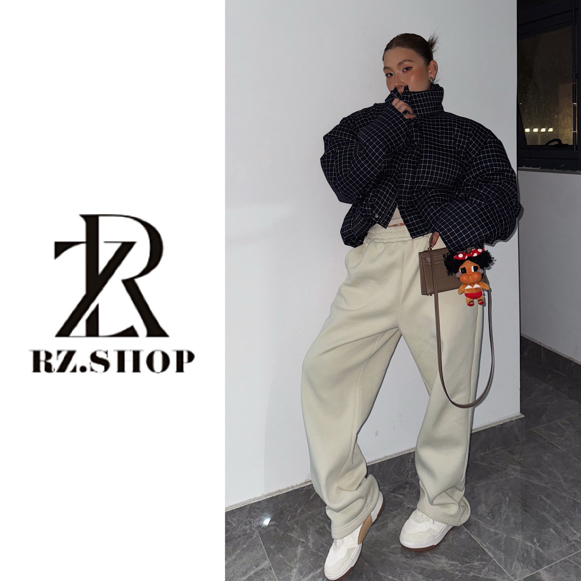 RZ定制款冬款藏青色格子棉服