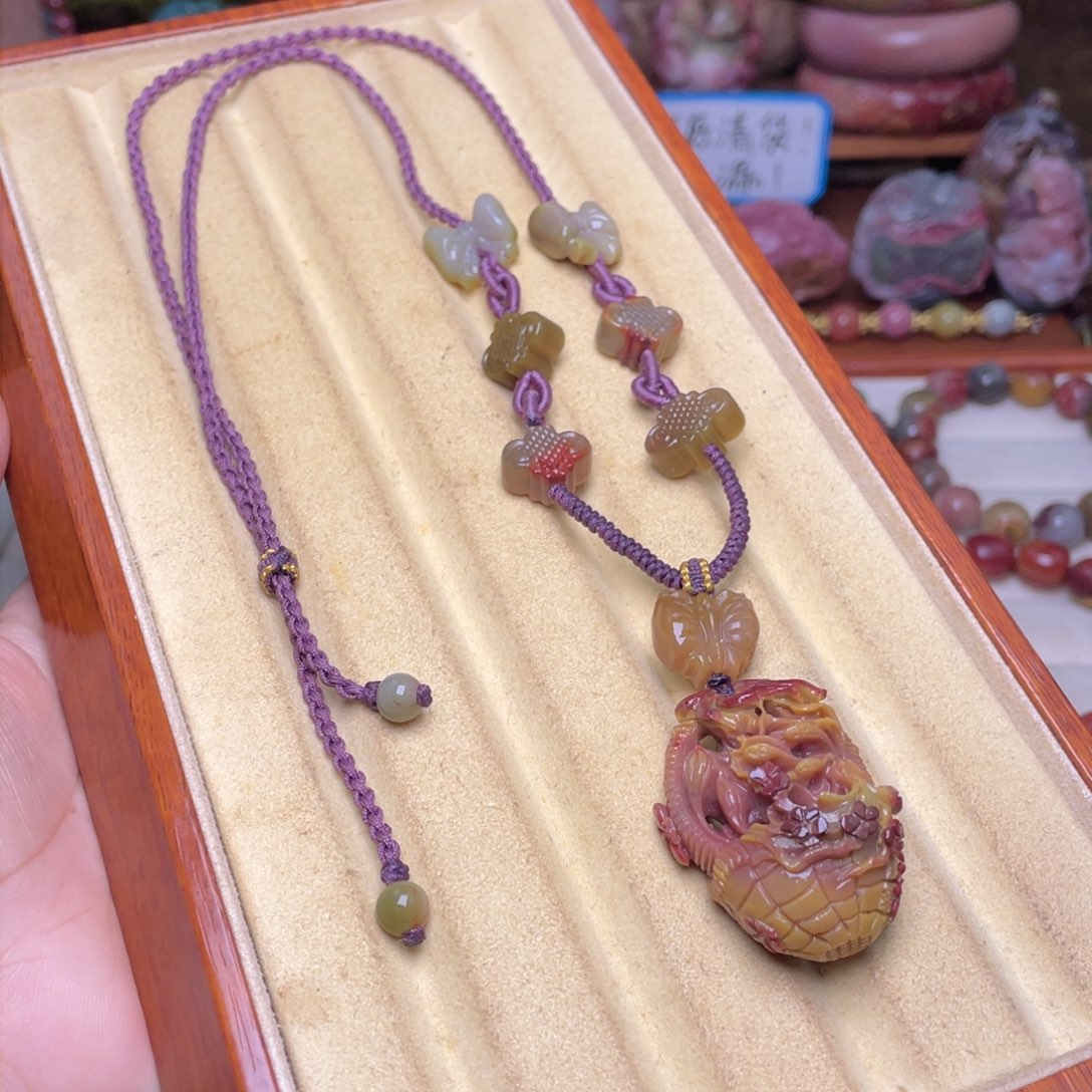 玛瑙/玉髓珠宝半成品未镶嵌盐源玛瑙红黄包浆花篮