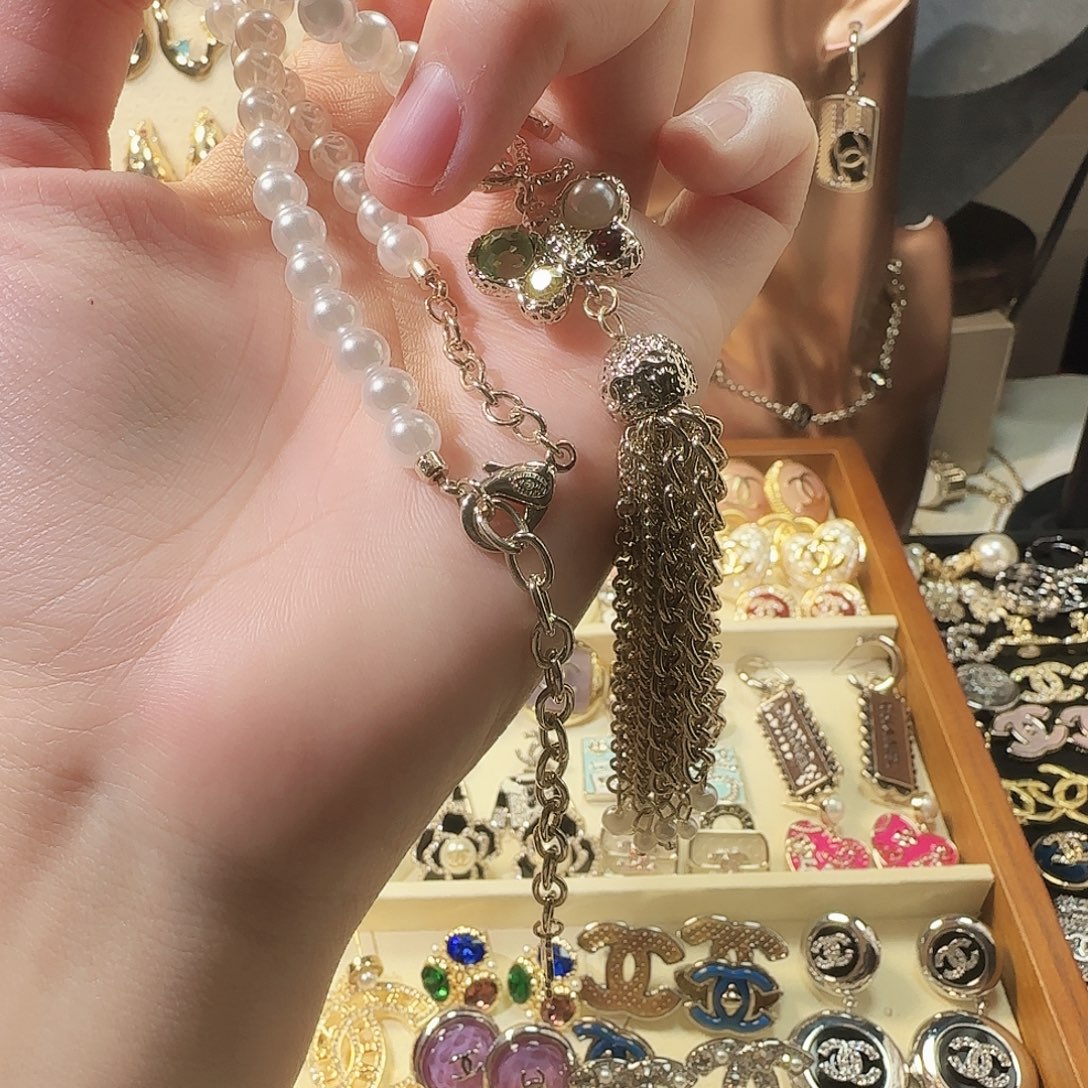 琉璃纯铜合金流苏项链