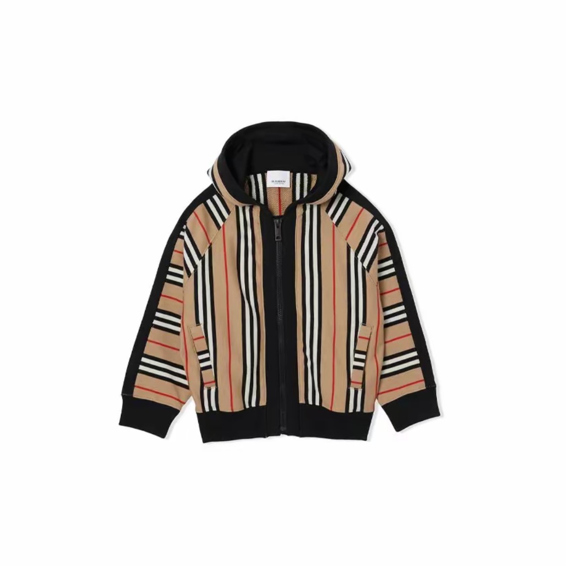 99新 BURBERRY/博柏利  标志性条纹棉质连帽卫衣外套 /14Y/A02121