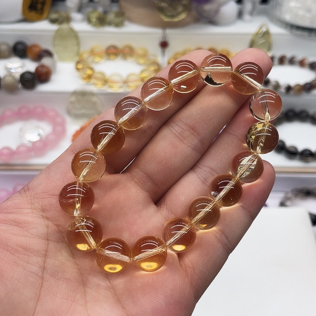 水晶手串未镶嵌纯天然巴西黄水晶手串