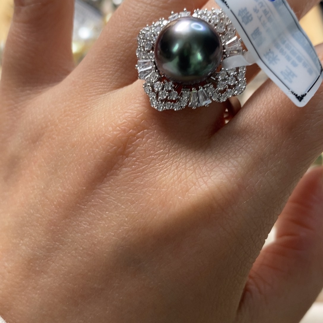 海水珍珠戒圈银S925镶嵌