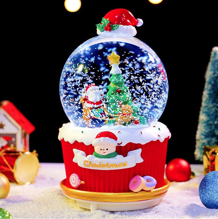 圣诞节水晶球音乐盒礼物装饰摆件八音盒旋转飘雪圣诞老人儿童礼品