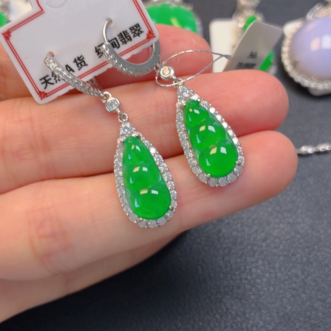 翡翠银S925镶嵌吊坠(不含链)耳坠