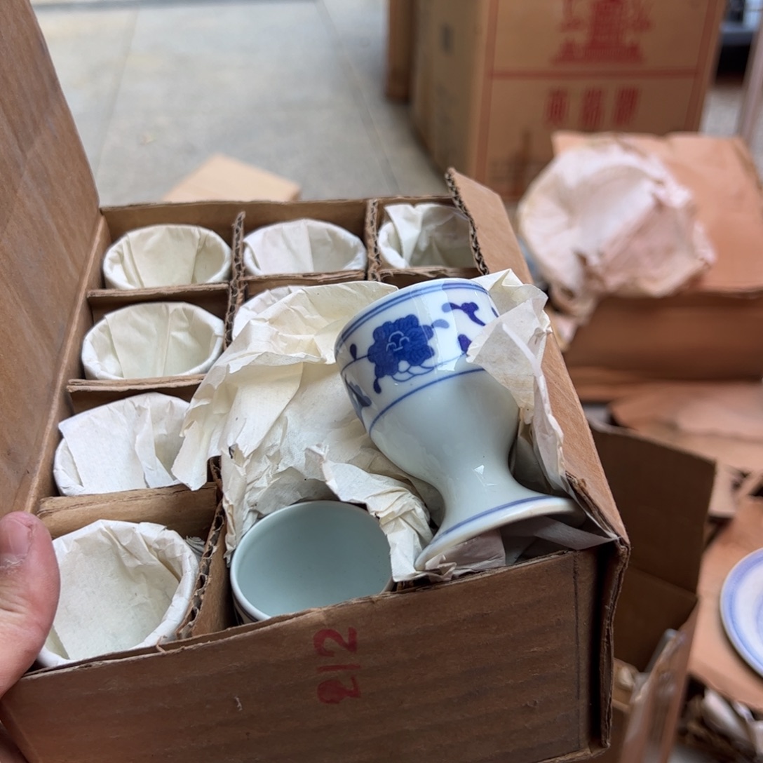 风***驼陶其他芙蓉花高脚杯12个