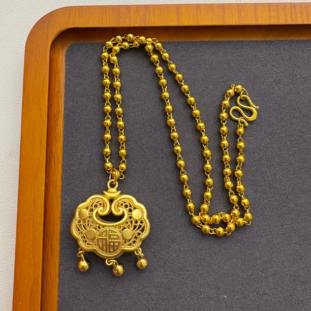 合金项链 【高端定制】福字铃铛款加圆珠项链款（大号锁50长）