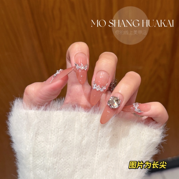 【温柔以待】锆石链条百搭温柔堆钻纯欲08120401纯手工穿戴甲