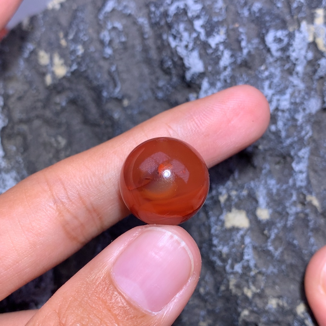 小***叉南红玛瑙未镶嵌火焰纹圆珠16.6纹